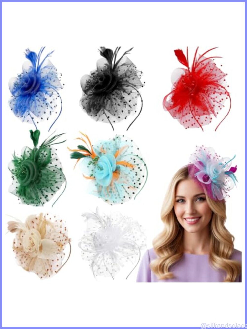 Vintage Feather Flower Fascinator Headbands 8PCS for Weddings Tea Party Proms